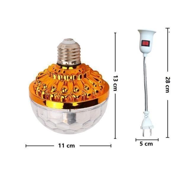Decorative light bulb with measurements on a white background