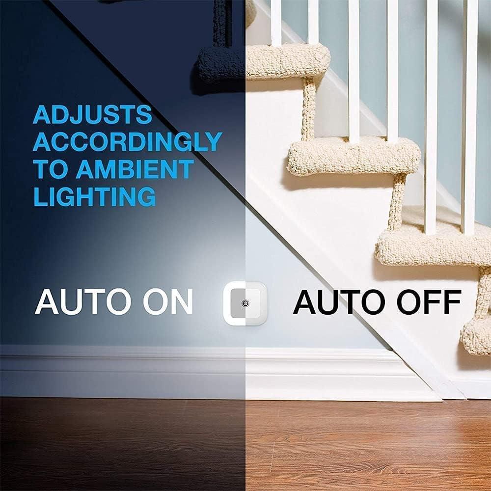 Lighting control switch with 'Auto On' and 'Auto Off' labels, showing effect on a cat tree.