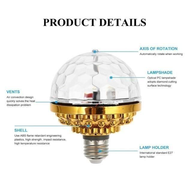 LED light bulb with labeled parts on a white background